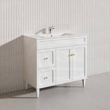 900mm Lukka Harold Federation Matt White/Black PVC Freestanding Vanity with Legs/Kickboard
