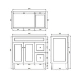 Lukka Harold Federation 600-1500mm Matt Black/White PVC Freestanding Vanity with Legs