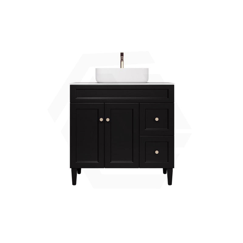 Lukka Harold Federation 600-1500mm Matt Black/White PVC Freestanding Vanity with Legs