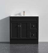 Lukka Harold Federation 600-1500mm Matt White/Black PVC Freestanding Vanity with Kickboard