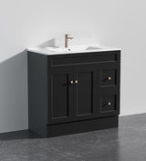 Lukka Harold Federation 600-1500mm Matt White/Black PVC Freestanding Vanity with Kickboard