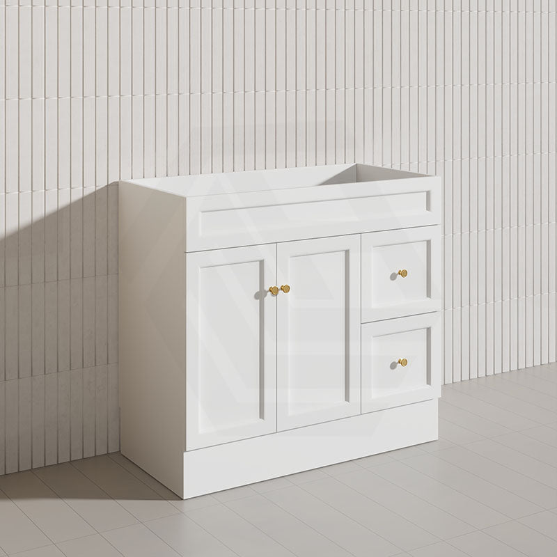 900mm Lukka Harold Federation Matt White/Black PVC Freestanding Vanity with Legs/Kickboard