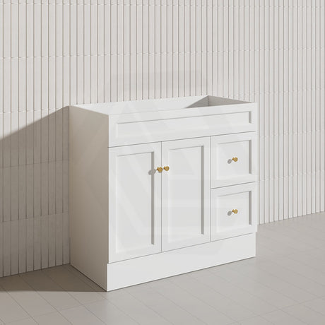900mm Lukka Harold Federation Matt White/Black PVC Freestanding Vanity with Legs/Kickboard