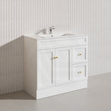 900mm Lukka Harold Federation Matt White/Black PVC Freestanding Vanity with Legs/Kickboard