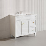 900mm Lukka Harold Federation Matt White/Black PVC Freestanding Vanity with Legs/Kickboard