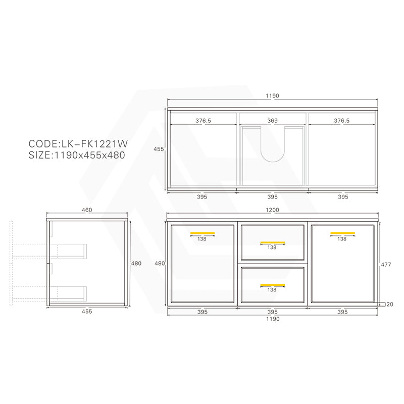 Lukka 600-1500mm Kingsley Federation Wall Hung PVC Vanity Variant Colour Available
