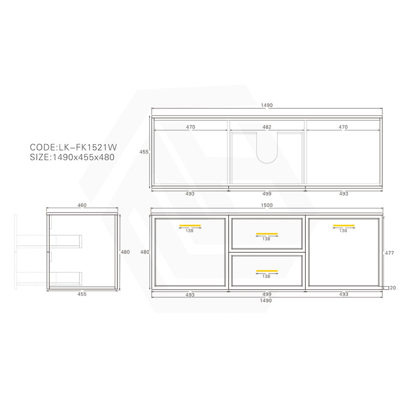 Lukka 600-1500mm Kingsley Federation Wall Hung PVC Vanity Variant Colour Available
