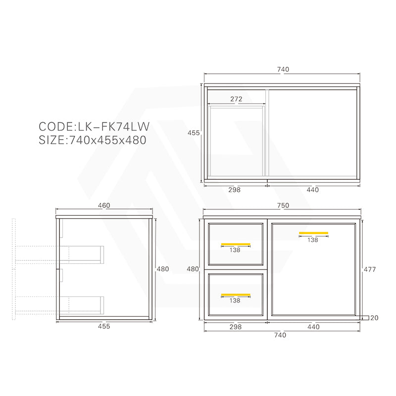 Lukka 600-1500mm Kingsley Federation Wall Hung PVC Vanity Variant Colour Available