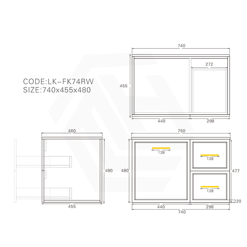 Lukka 600-1500mm Kingsley Federation Wall Hung PVC Vanity Variant Colour Available