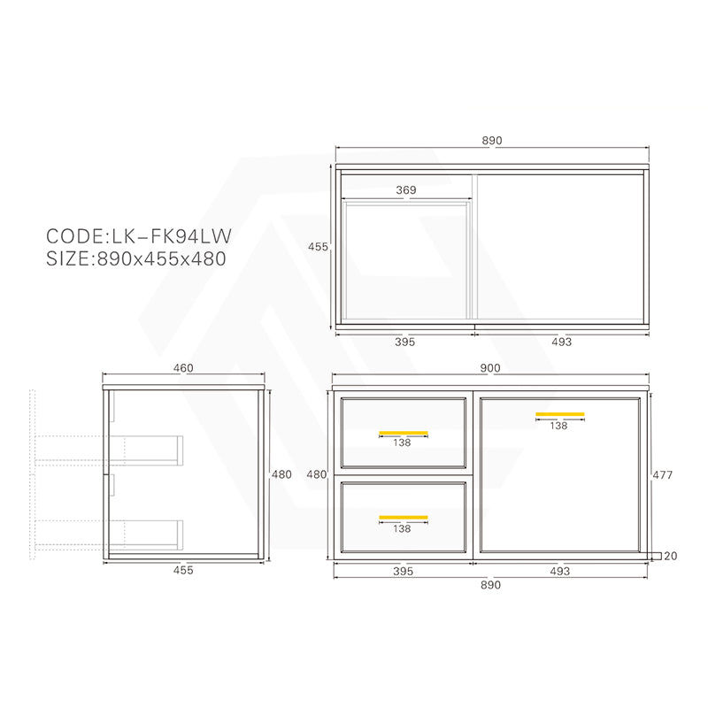 Lukka 600-1500mm Kingsley Federation Wall Hung PVC Vanity Variant Colour Available