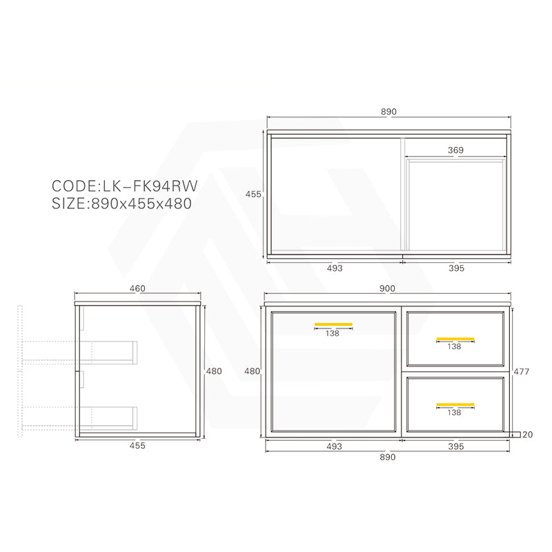 Lukka 600-1500mm Kingsley Federation Wall Hung PVC Vanity Variant Colour Available