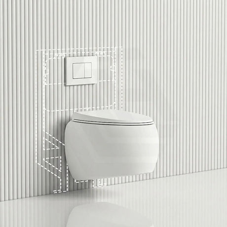 RAK CLOUD Rimless Flush Wall Hung Toilet Pan with R&T Framed Inwall Concealed Cistern Push Button - Variant Colour