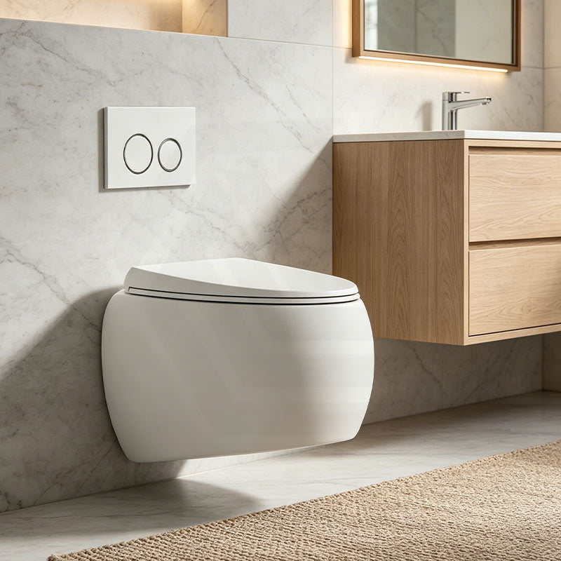 RAK CLOUD Rimless Flush Wall Hung Toilet Pan with R&T Framed Inwall Concealed Cistern Push Button - Variant Colour