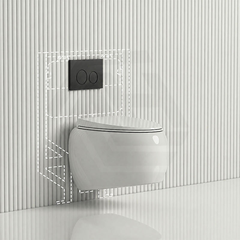 RAK CLOUD Rimless Flush Wall Hung Toilet Pan with R&T Framed Inwall Concealed Cistern Push Button - Variant Colour