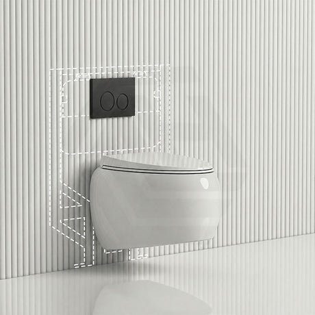 RAK CLOUD Rimless Flush Wall Hung Toilet Pan with R&T Framed Inwall Concealed Cistern Push Button - Variant Colour