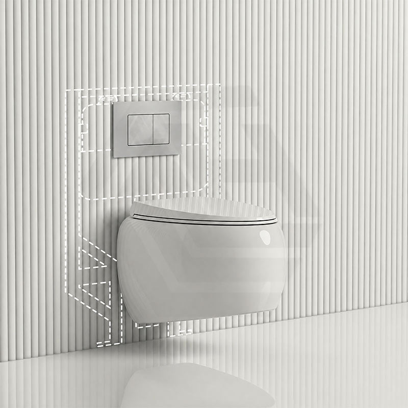RAK CLOUD Rimless Flush Wall Hung Toilet Pan with R&T Framed Inwall Concealed Cistern Push Button - Variant Colour