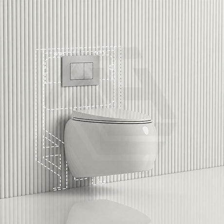 RAK CLOUD Rimless Flush Wall Hung Toilet Pan with R&T Framed Inwall Concealed Cistern Push Button - Variant Colour