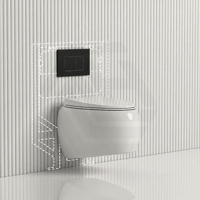 RAK CLOUD Rimless Flush Wall Hung Toilet Pan with R&T Framed Inwall Concealed Cistern Push Button - Variant Colour
