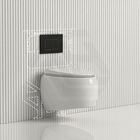 RAK CLOUD Rimless Flush Wall Hung Toilet Pan with R&T Framed Inwall Concealed Cistern Push Button - Variant Colour