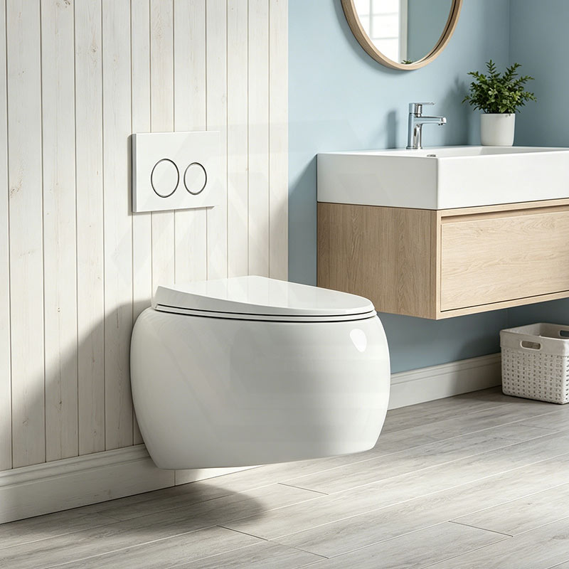 RAK CLOUD Rimless Flush Wall Hung Toilet Pan with R&T Framed Inwall Concealed Cistern Push Button - Variant Colour