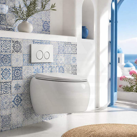 RAK CLOUD Rimless Flush Wall Hung Toilet Pan with R&T Framed Inwall Concealed Cistern Push Button - Variant Colour