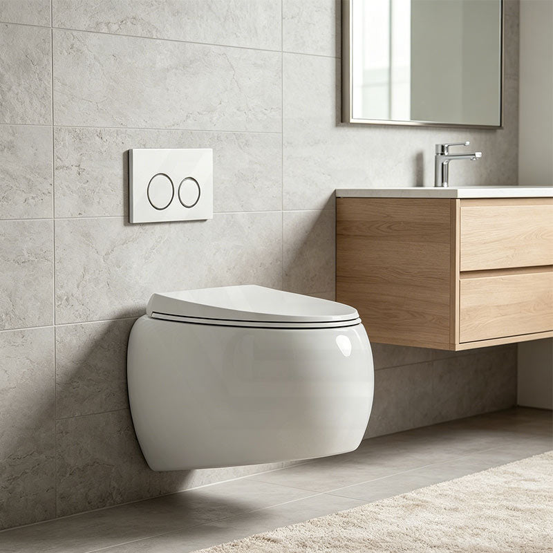 RAK CLOUD Rimless Flush Wall Hung Toilet Pan with R&T Framed Inwall Concealed Cistern Push Button - Variant Colour