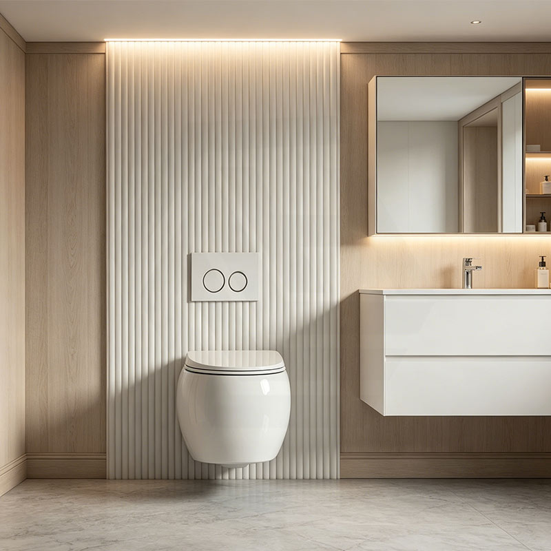 RAK CLOUD Rimless Flush Wall Hung Toilet Pan with R&T Framed Inwall Concealed Cistern Push Button - Variant Colour