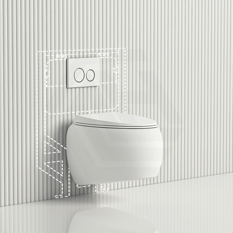 RAK Cloud Rimless Flush Wall Hung Toilet Pan with R&T Framed Inwall Concealed Cistern Push Button Available