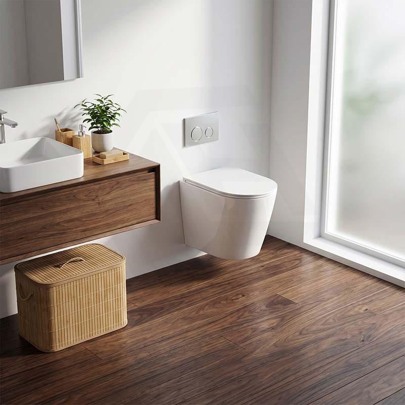 ZARA Rimless Wall Hung Toilet Suite 515x360x350mm - Gloss White