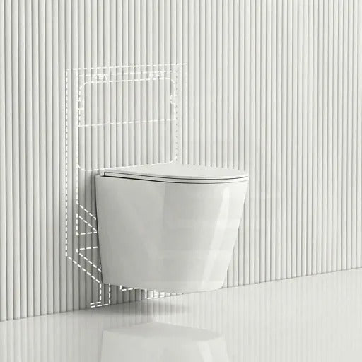 ZARA Rimless Wall Hung Toilet Suite 515x360x350mm - Gloss White