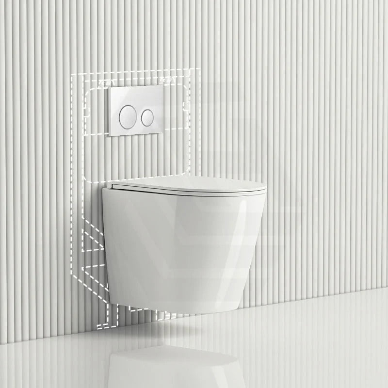 ZARA Rimless Wall Hung Toilet Suite 515x360x350mm - Gloss White