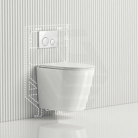 ZARA Rimless Wall Hung Toilet Suite 515x360x350mm - Gloss White