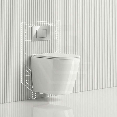 ZARA Rimless Wall Hung Toilet Suite 515x360x350mm - Gloss White
