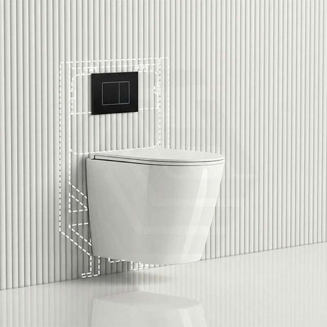 ZARA Rimless Wall Hung Toilet Suite 515x360x350mm - Gloss White