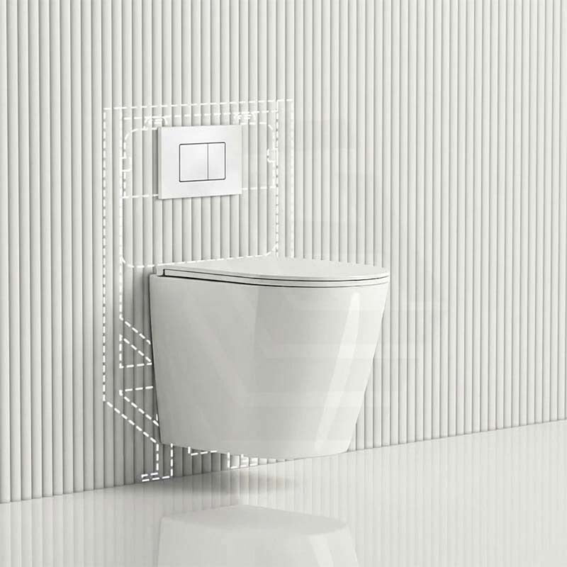 ZARA Rimless Wall Hung Toilet Suite 515x360x350mm - Gloss White