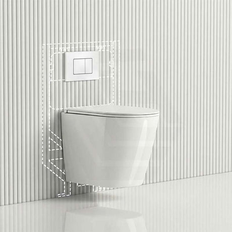 ZARA Rimless Wall Hung Toilet Suite 515x360x350mm - Gloss White