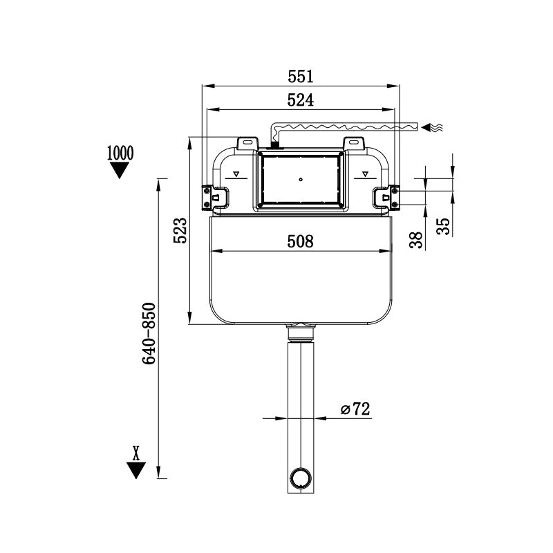 R&T Frameless Inwall Concealed Cistern for Wall Floor Toilet Pan Push Button Available