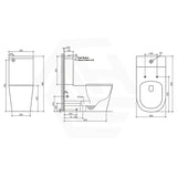 Lukka Hadden 800x360x865mm Rimless Flush Back To Wall Care Toilet Suite with Blue/Grey Toilet Seat & Flush Button