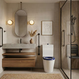 Lukka Hadden Rimless Flush Back to Wall Care Toilet Suite 800x360x865mm - Blue/Grey Seat & Flush Button