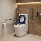 Lukka Hadden Rimless Flush Back to Wall Care Toilet Suite 800x360x865mm - Blue/Grey Seat & Flush Button