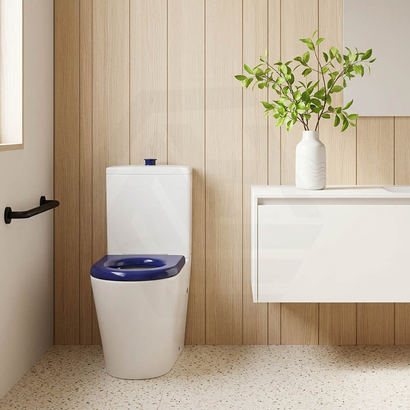 Lukka Hadden Rimless Flush Back to Wall Care Toilet Suite 800x360x865mm - Blue/Grey Seat & Flush Button