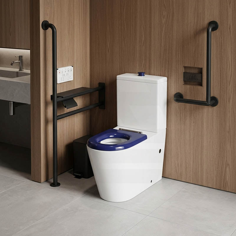 Lukka Hadden Rimless Flush Back to Wall Care Toilet Suite 800x360x865mm - Blue/Grey Seat & Flush Button