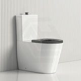Lukka Hadden 800x360x865mm Rimless Flush Back To Wall Care Toilet Suite with Blue/Grey Toilet Seat & Flush Button