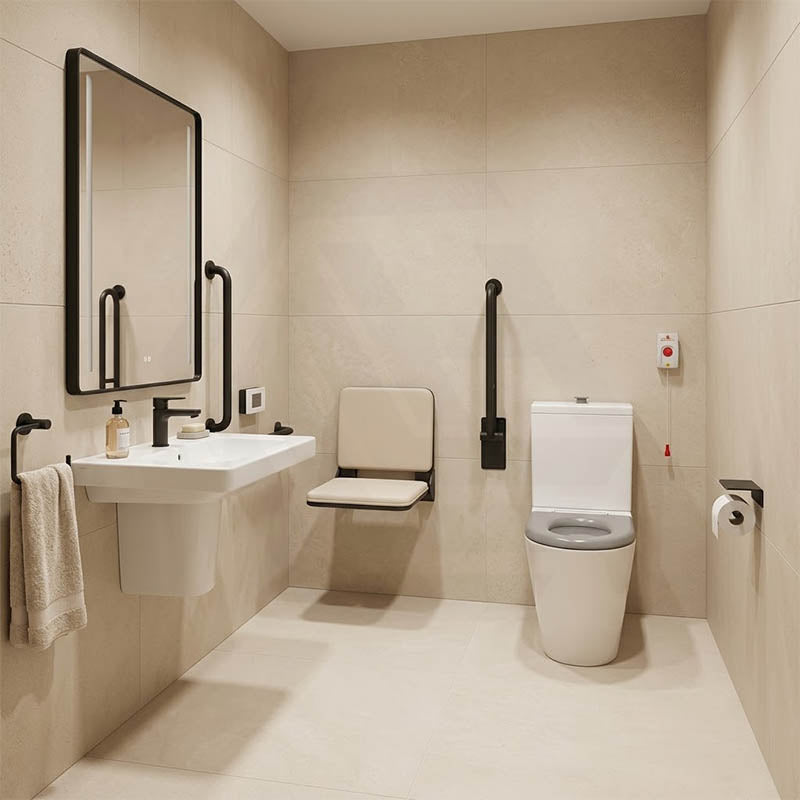 Lukka Hadden Rimless Flush Back to Wall Care Toilet Suite 800x360x865mm - Blue/Grey Seat & Flush Button
