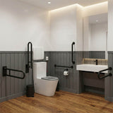 Lukka Hadden Rimless Flush Back to Wall Care Toilet Suite 800x360x865mm - Blue/Grey Seat & Flush Button
