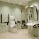 Lukka Hadden Rimless Flush Back to Wall Care Toilet Suite 800x360x865mm - Blue/Grey Seat & Flush Button