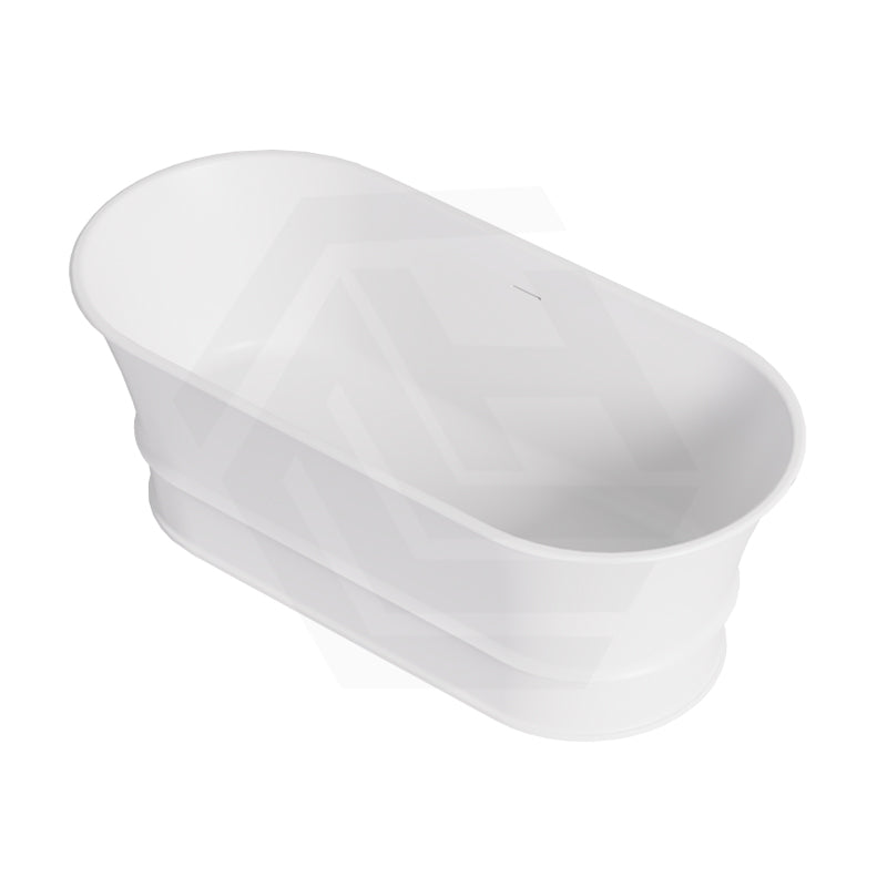 Lukka Harold Oval Solid Surface Stone Freestanding Bathtub with Overflow 1500/1700mm - Matt White