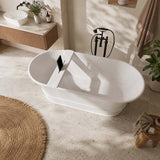 Lukka Harold Oval Solid Surface Stone Freestanding Bathtub with Overflow 1500/1700mm - Matt White