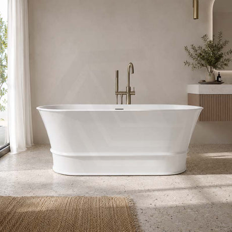 Lukka Harold Oval Solid Surface Stone Freestanding Bathtub with Overflow 1500/1700mm - Matt White