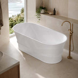 Lukka Harold Oval Solid Surface Stone Freestanding Bathtub with Overflow 1500/1700mm - Matt White